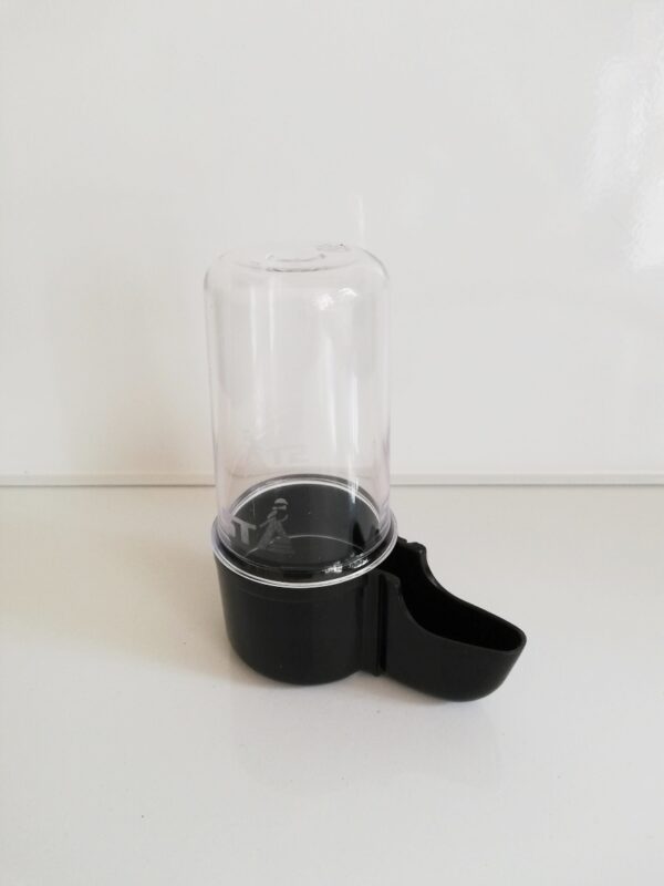 small clear drinker with black bottom