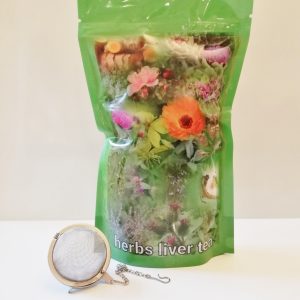 herb liver tea and strainer for birds