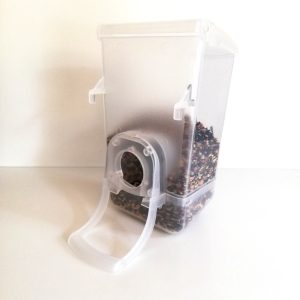 Eclipse clear plastic bird feeder with perch